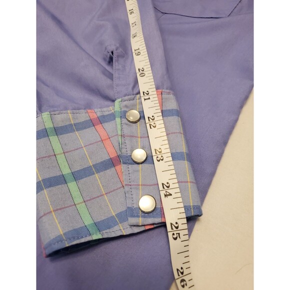 Vintage 1960's Western Pearl Snap Pastel Button Down Shirt M/L - Picture 11 of 13